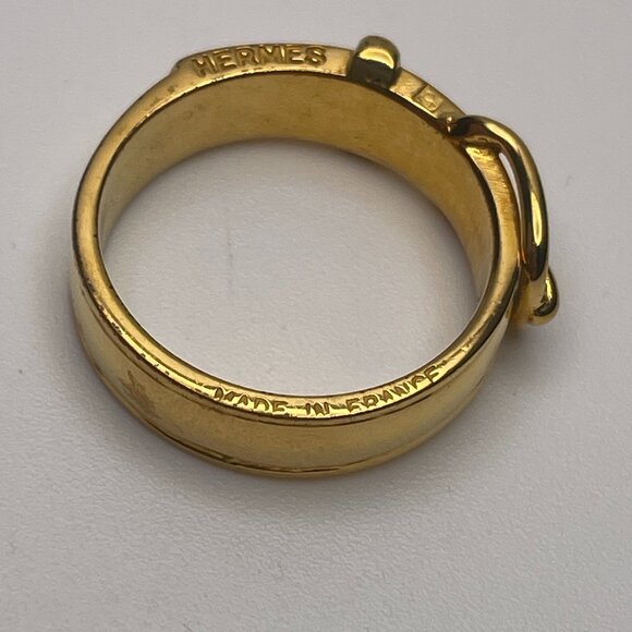 Hermès Gold Plated Buckle Bijouterie Fantaisie Scarf Ring - Preowned - Picture 2 of 9